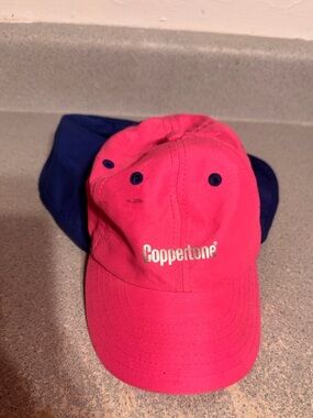 Coppertone Kids Pink Sun Hat with Blue Neck Flap